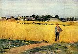Berthe Morisot Famous Paintings - Grain field, Musee d'Orsay